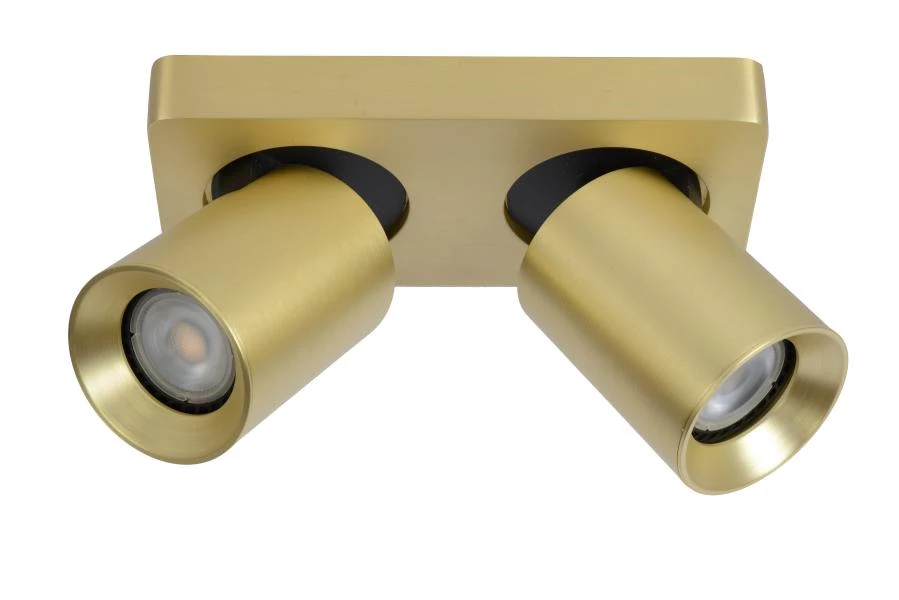 Lucide NIGEL - Spot plafond - LED Dim to warm - GU10 - 2x5W 2200K/3000K - Or Mat / Laiton - UIT